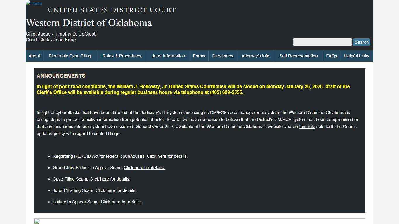 Welcome to Western District of Oklahoma Western District of Oklahoma