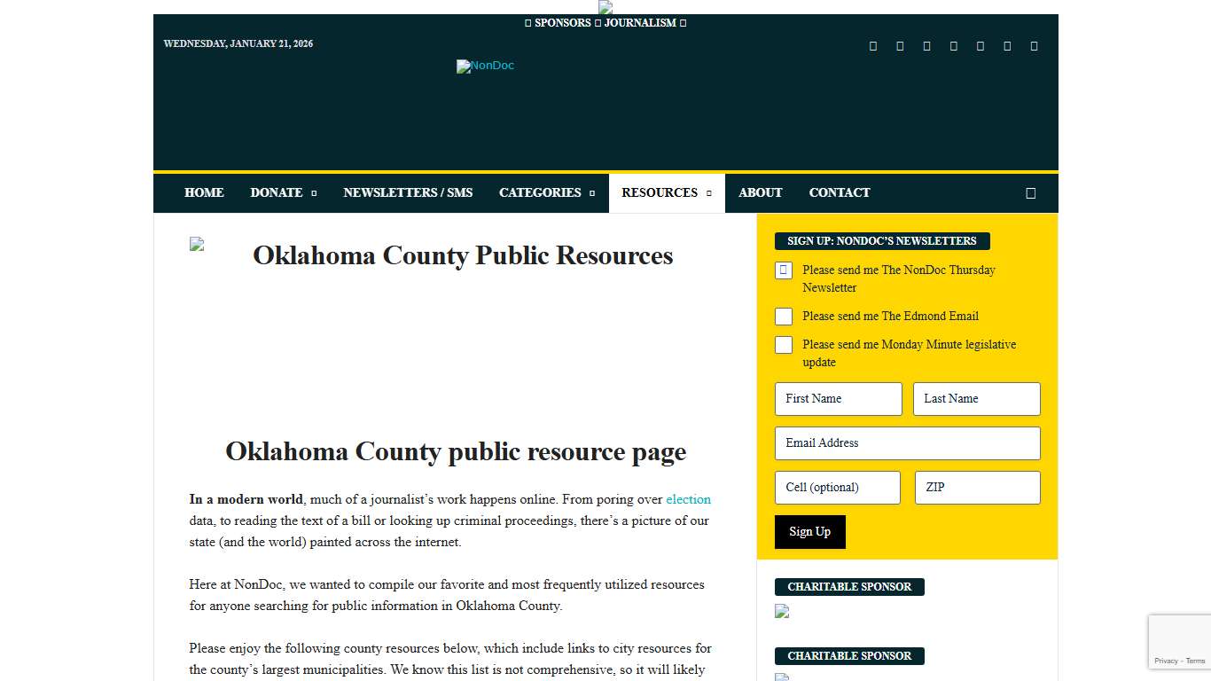 Oklahoma County public resource page - NonDoc